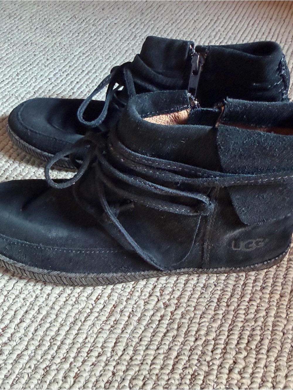 UGG Reid Ankle Boots Womens Sz 5 Side Zip Casual Outdoor Suede Black